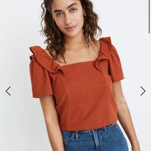 Crosshatch Ruffled Top